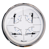 Faria Chesapeake White SS Gauge 5" Multifunction Fuel-Volt-Temp-Oil 33864 Boat