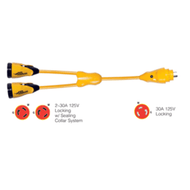 Marinco Y30-2-30 EEL (2)30A-125V Female to (1)30A-125V Male "Y" Adapter Yellow