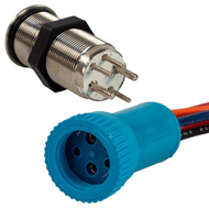 Bluewater 19mm Push Button Switch Off or On Contact Blue/Red LED 9057-1113-1