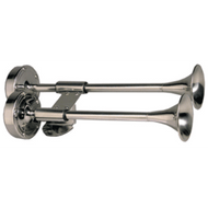 Schmitt Marine Deluxe All-Stainless Shorty Dual Trumpet Horn 12V 10012 Boat