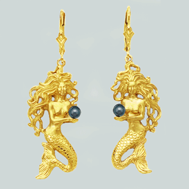 Yellow Gold with Black Pearls