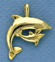 Large Mother and Baby Dolphin Pendant