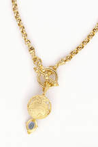 Toggle Necklace with Art Nouveau Button and Optional Gem Drop