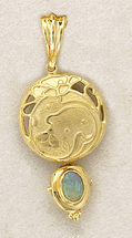 Button pendant shown with Opal