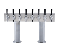Double Pedestal - 8 Faucets - Brushed Stainless Steel Beer Tower - Glycol Cooled