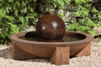 Low Zen Sphere Fountain - Material : Cast Stone - Finish : Pietra Vecchia