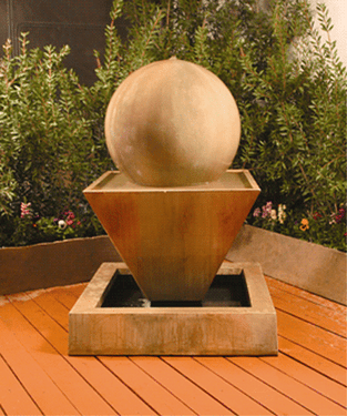 Oblique Fountain with Ball - Material : GFRC - Finish : Sierra