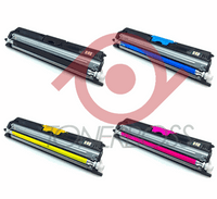 Remanufactured Konica-Minolta Magicolor 1600W Series - Set of 4 Laser Toner Cartridges: 1 each of Black, Cyan, Yellow, Magenta