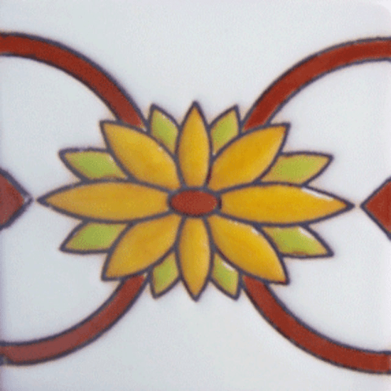 high relief tile flower border