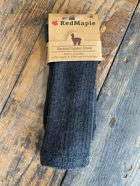 Women's Alpaca Copper Crew Socks Black