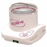 This thermostat controlled Depileve Deluxe Warmer features adjustable heat settings, separate on/off switch, and a break resistance plastic lid.