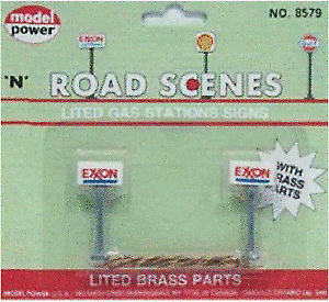 8579 N Scale Model Power 2 Exxon Gas Station Signs