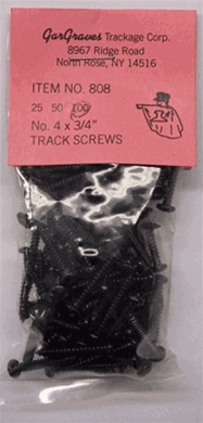 808-1 Gargraves Track Screws, #4 x 3/4" Phillips Pan head Screw
