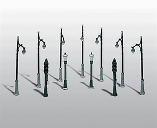 D248 Woodland Scenics Co HO Street & Traffic Light Set (Nonworking, Unpainted Metal Castings)