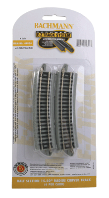 44824 N Scale Bachmann Half Section 15.50" Radius Curved Track(6)