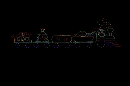 Animated Christmas train light display.