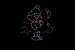 Animated light display of an elf on a floaty.