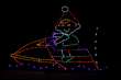 Light display of an elf on a jetski.