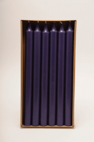 ADVENT CANDLES 15 x 1 1/8 Purple colour over dipped 