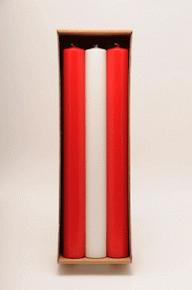ADVENT CANDLES 12x1 o/d Red and White over dipped