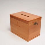 Wooden Offertory Box in Light Natural Wood with Lock