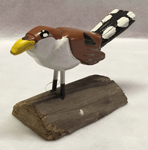 YELLOW BILLED COOKOO Wood Carving by Tim Lewis