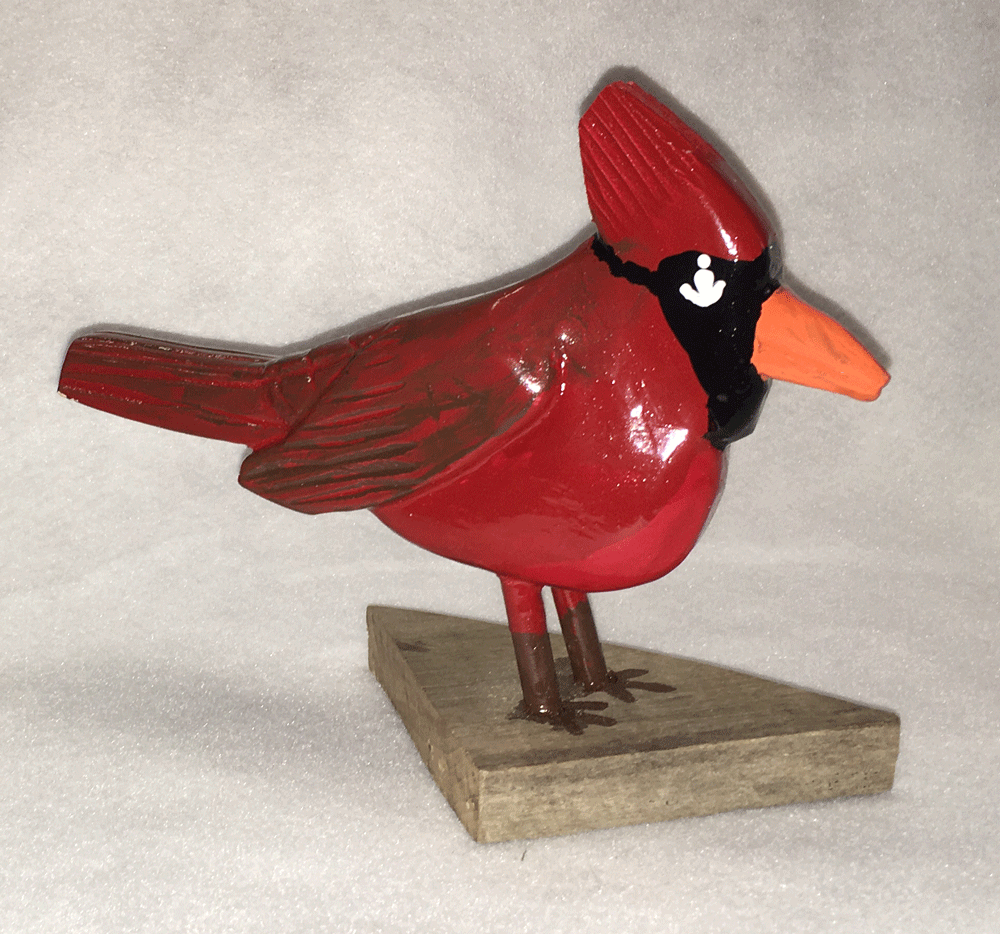 Carved Wooden Redbird - Cardinal By Tim Lewis - Possum County Folk Art 