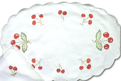 Bright Embroidered Cherry Placemat and Napkin Set