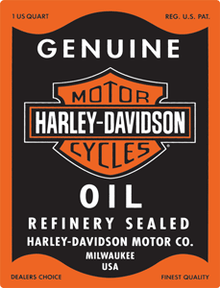 HARLEY DAVIDSON RECTANGLE OIL CAN EMBOSSED TIN SIGN  MEASURES 13" X 17" WITH HOLES FOR EASY MOUNTING