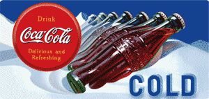 THIS COOL COKE SIGN MEASURES 18 1/8" W X 8 5/8" H WITH HOLES FOR EASY MOUNTING