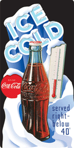 THIS ICE COLD COKE SIGN IS COOL IT MEASURES 8 1/2" W X 17" H WITH HOLES FOR EASY MOUNTING
