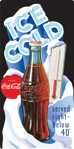 THIS ICE COLD COKE SIGN IS COOL IT MEASURES 8 1/2" W X 17" H WITH HOLES FOR EASY MOUNTING