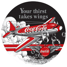 THIS 14" ROUND COKE SIGN HAS A DC3 ADVERTISING COCA-COLA  THERE ARE HOLES FOR EASY HANGING