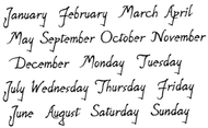 Months and Days, Michelangelo Script Cling Mounted Clearance