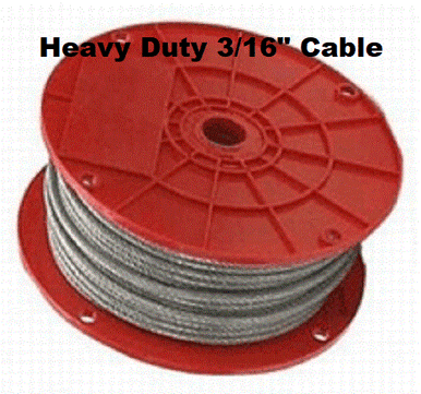 Baseball Batting Cage Cable 3/16" Heavy Duty Suspension Steel Rope