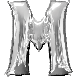 16" Mini Silver Letter M Balloon Self Sealing #33036
