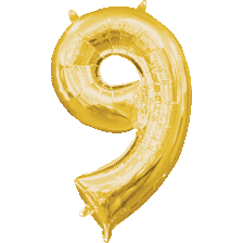 Gold number 9 balloons