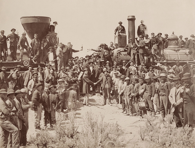 A J Russell Stereoview Image of the Golden Spike Ceremony Celebration - May 10, 1869