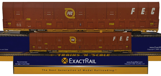 ExactRail HO and N Scale FEC Trailer Train Vert-A-Pac Car Models