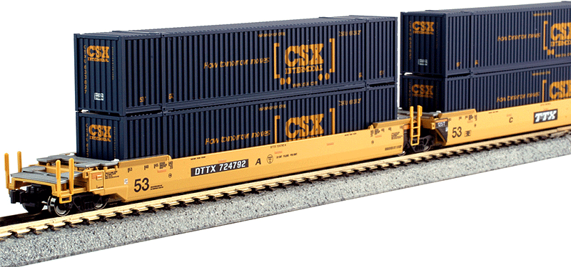 Kato 106-6175 Gunderson MAXI-IV Double Stack Car 3-Unit Set TTX DTTX 724792 with CSX Containers