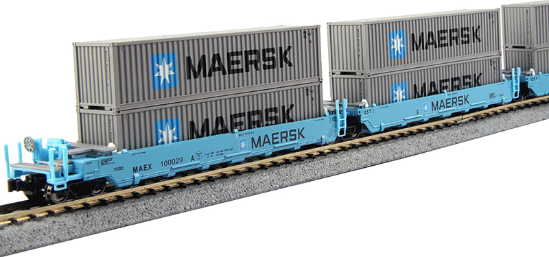 Kato 106-6198 Gunderson MAXI-I Double Stack Car 5-Unit Set Maersk MAEX  100029 with Containers
