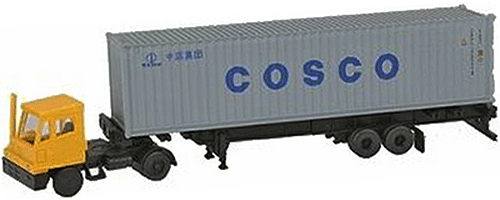 Kato 31-621 Yard Tractor, Container Chassis, and 40 Foot Cosco Container