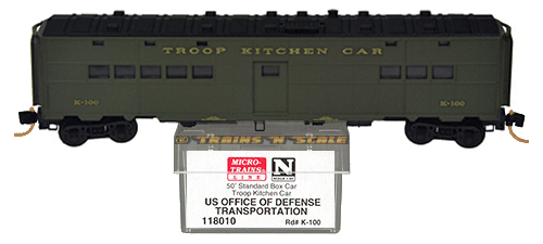 Micro-Trains Line 118010 US Army Office of Defense ACF Troop Kitchen Car K-100