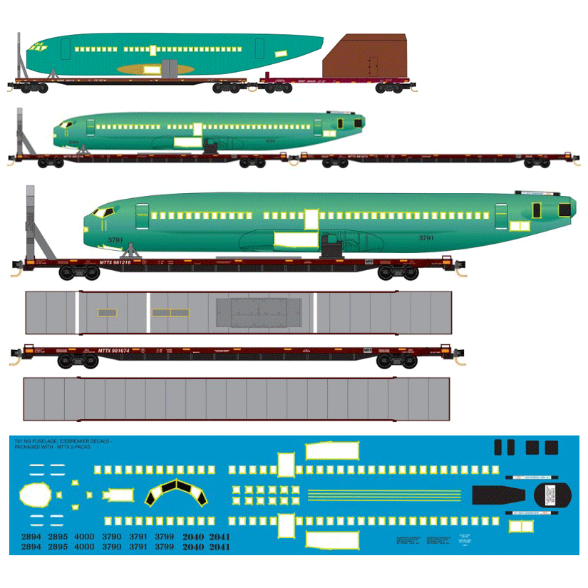 Micro-Trains Line BNSF Fuselage Transportation Sets Pre-Production Artwork