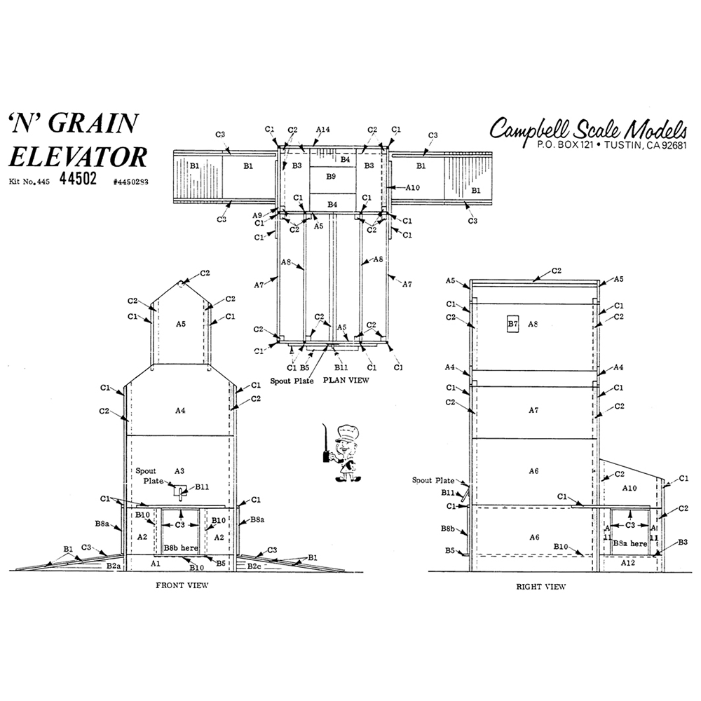 Campbell Scale Models 445 Grain Elevator Wood Craftsman Structure
