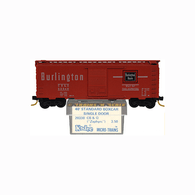 Kadee Micro-Trains 20338 Burlington Route Light Red 40' Single Sliding Door Boxcar CB&Q 62948 - 1st Run 08/74 Release With Blue Printed Insert Label