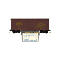 Kadee Micro-Trains 20089 Union Pacific Light Brown Yellow Letters 40' Single Sliding Door Boxcar UP 124239 - 1st Run 11/72 Release With Blue Printed Insert Label