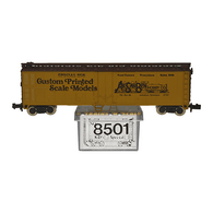 Aksarben 8501 Custom Printed Models Aksarben Hobby Co. Special Run Atlas 50' Mechanical Reefer Car Brown and Yellow