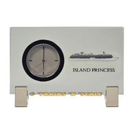Island Princess Cruise Ship Gift Shop Souvenir Battery Powered Glass Desk Clock