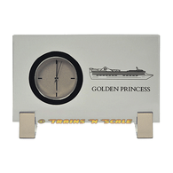 Golden Princess Cruise Ship Gift Shop Souvenir Battery Powered Glass Desk Clock
